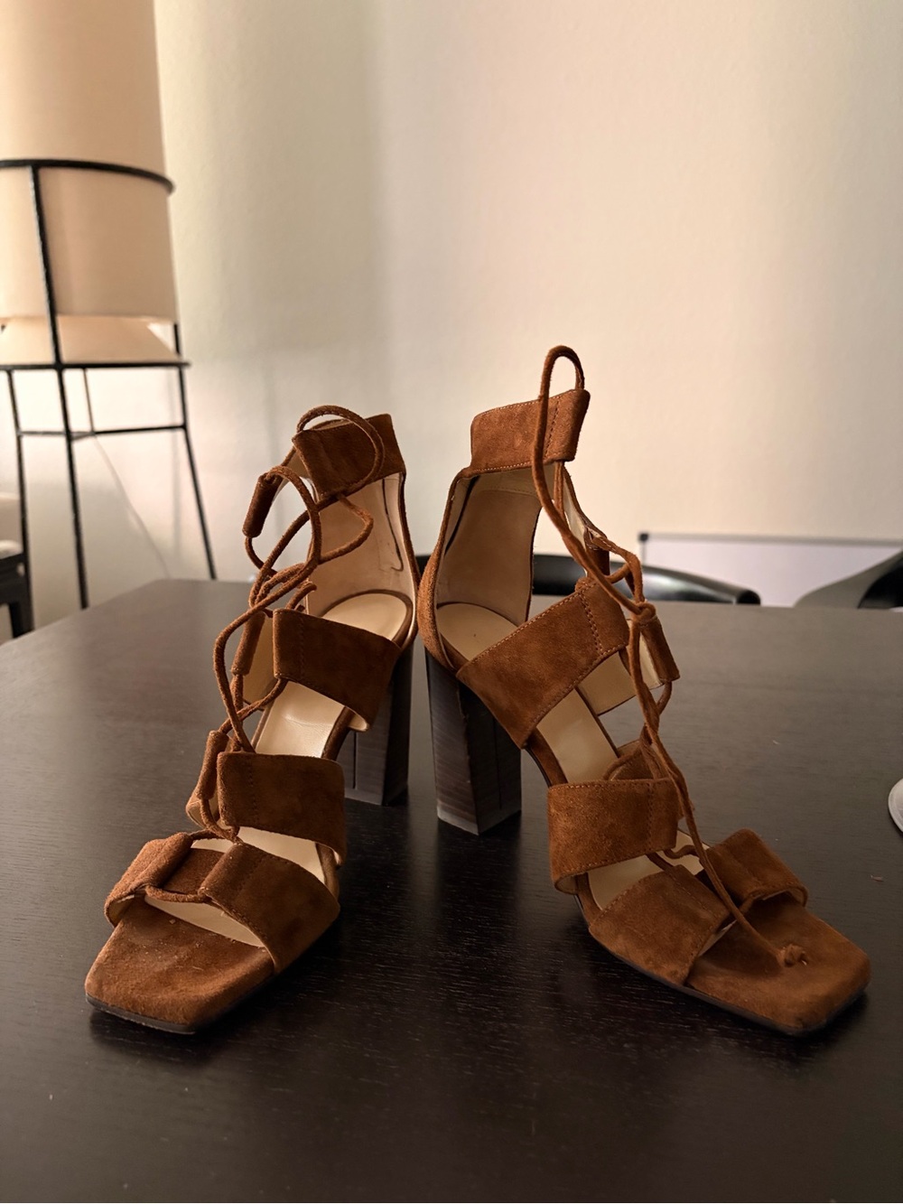 Banana Republic Brown Suede Lace-Up Block Heel Sandals